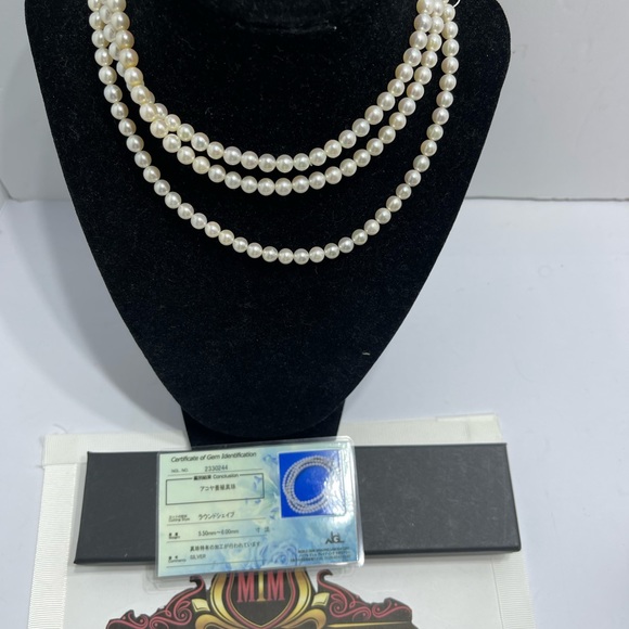 Akoya Pearl Necklace 43 inches 5.5-6 mm with Gem card. - Picture 2 of 10